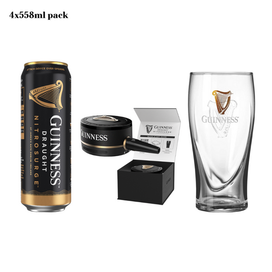 Guinness Nitrosurge Bundle: 4 x 558ml, Nitrosurge Device & Pint Glass