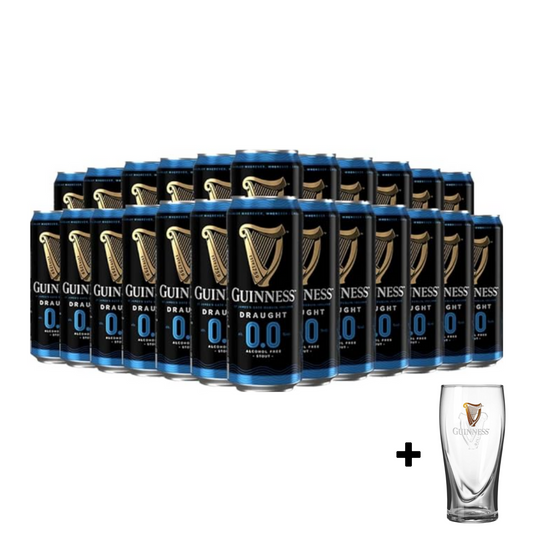 Guinness 0.0% Draught Bundle: 24 x 440ml Cans & Pint Glass