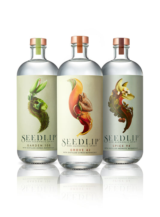 Seedlip Trio Non-Alcoholic Spirit Bundle 3 x 70cl (Spice 94, Garden 108 and Grove 42)